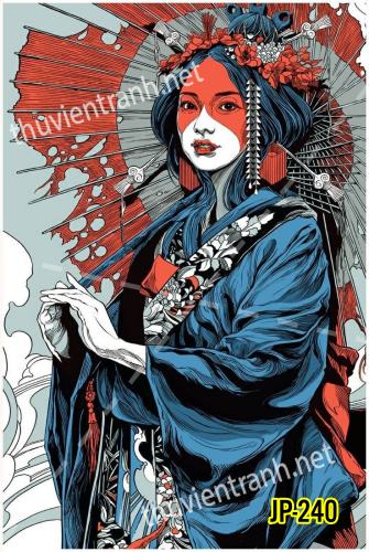 Tranh dán tường hoa cô gái Geisha Nhật Bản-JP-240 - Tranh tường chất lượng cao
